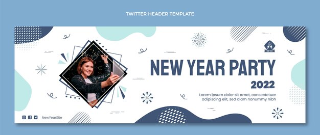 Plantilla de portada de twitter de año nuevo dibujada a mano