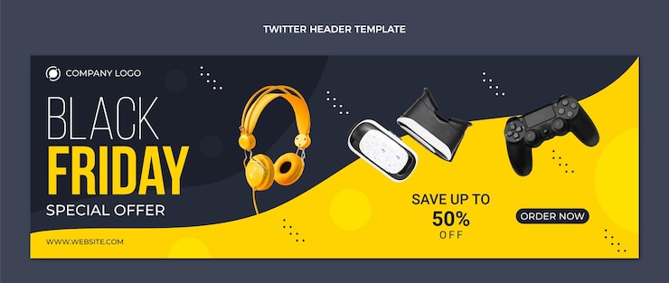 Vector gratuito plantilla de portada de twitter de viernes negro plano
