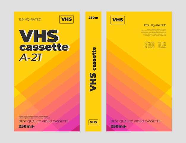 Vector gratuito plantilla de portada vhs de diseño plano