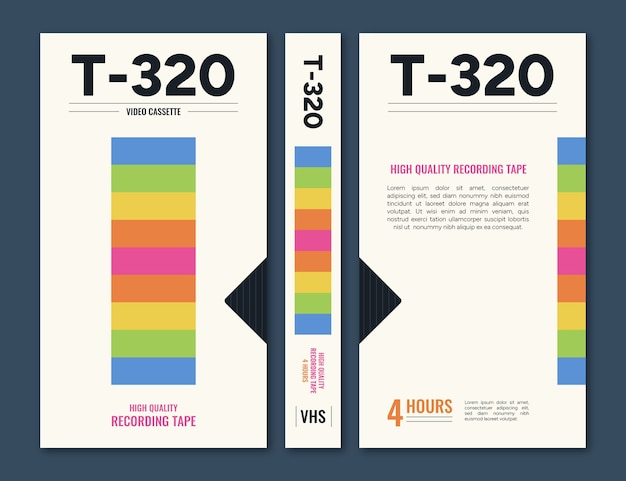 Vector gratuito plantilla de portada vhs de diseño plano