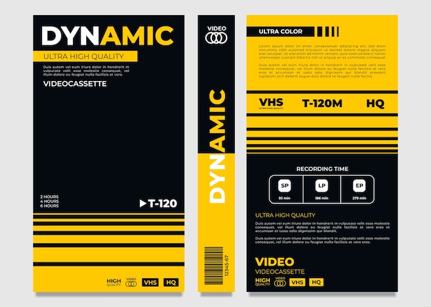 Vector gratuito plantilla de portada vhs de diseño plano