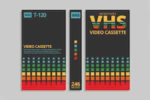 Vector gratuito plantilla de portada vhs de diseño plano