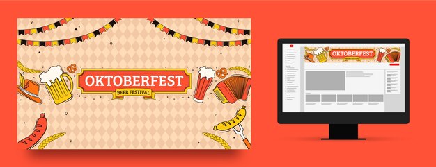 Plantilla de portada de youtube para la celebración del festival de la cerveza oktoberfest