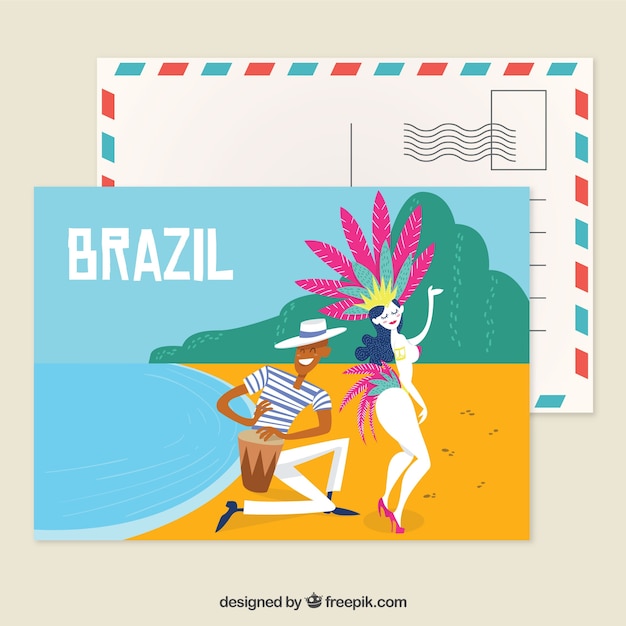 Vector gratuito plantilla de postal de brasil dibujada a mano