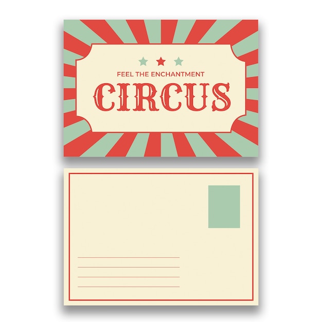Vector gratuito plantilla de postal de circo duotono vintage