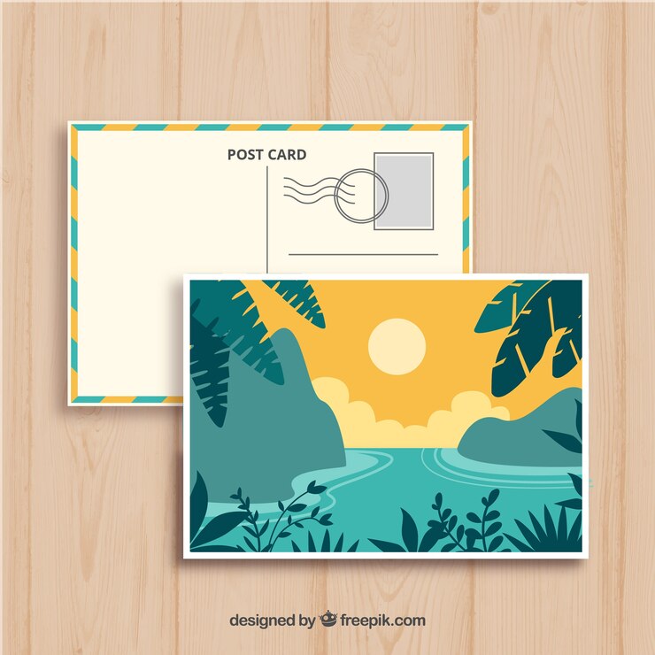 Vector gratuito plantilla de postal de verano dibujada a mano con rocas