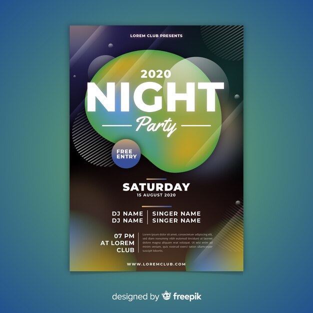 Plantilla de poster abstracto de fiesta nocturna