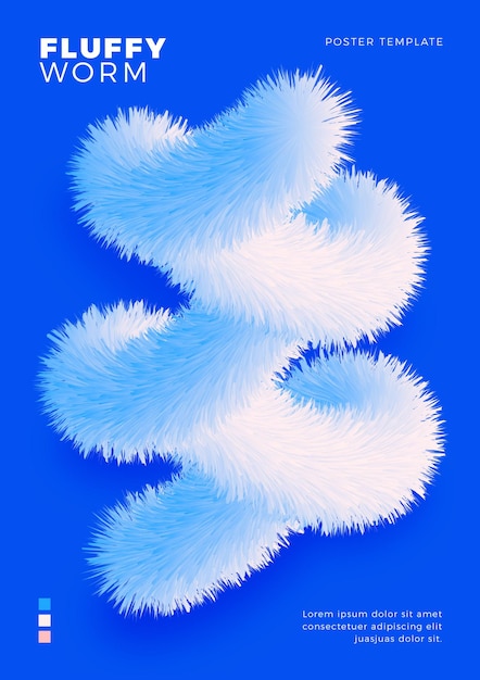 Plantilla de póster abstracto moderno con forma de onda esponjosa 3d