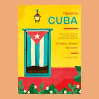 Vector gratuito plantilla de póster de acuarela de cuba