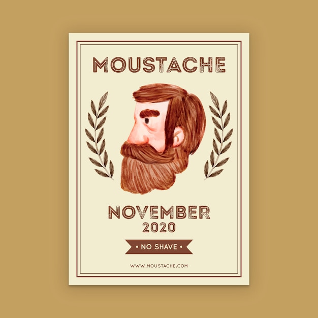 Plantilla de póster en acuarela de movember