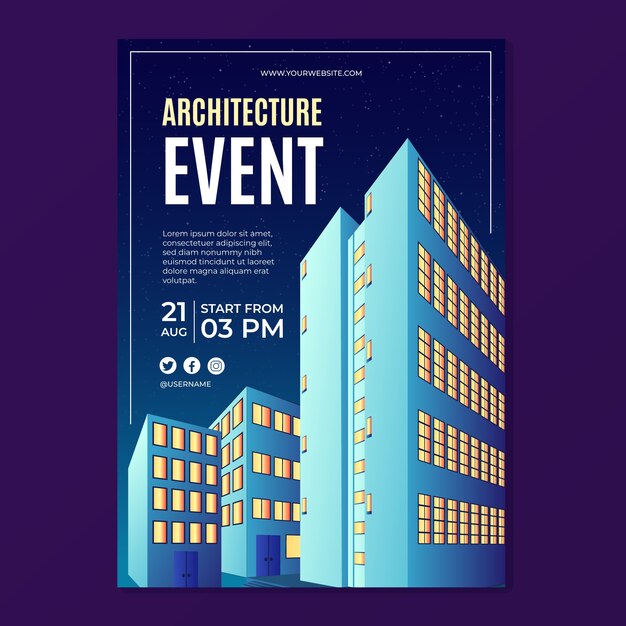 Plantilla de póster de arquitectura degradada
