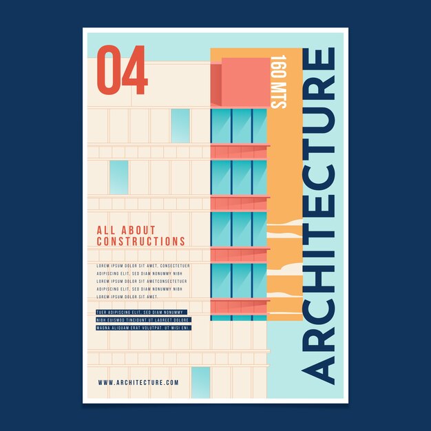 Plantilla de póster de arquitectura de diseño plano