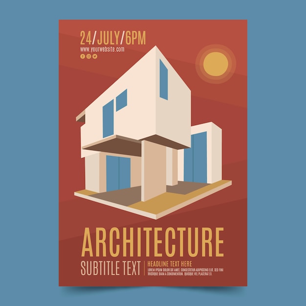 Vector gratuito plantilla de póster de arquitectura de diseño plano