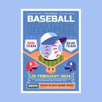 Vector gratuito plantilla de póster de béisbol dibujado a mano