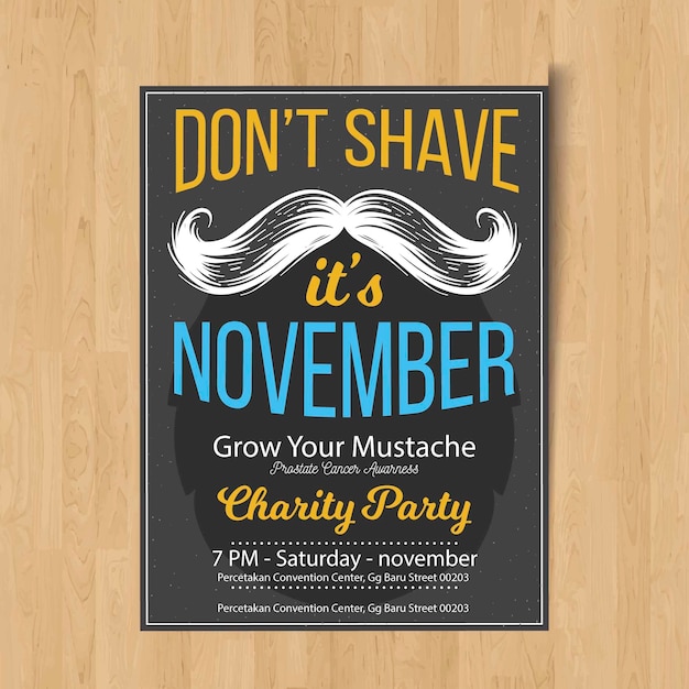 Plantilla de póster de bigote de movember
