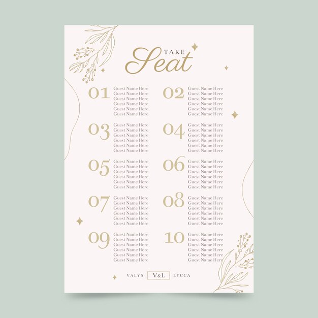 Plantilla de póster de boda floral mínima