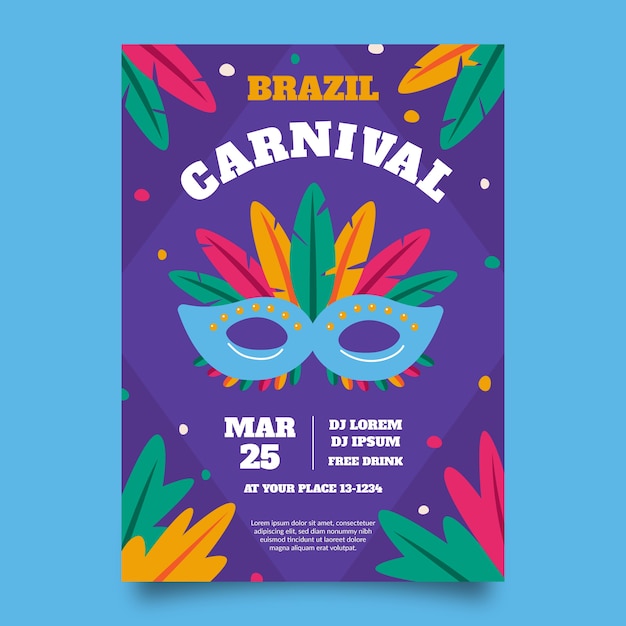 Plantilla de póster de carnaval brasileño