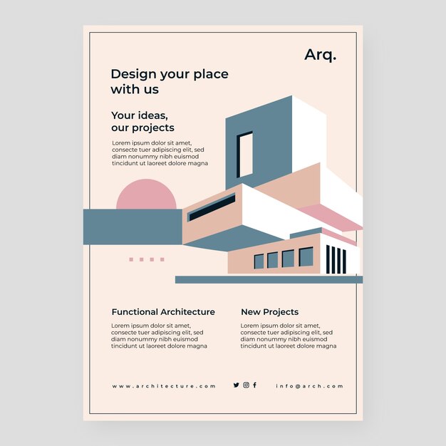 Plantilla de póster de carrera de arquitecto de diseño plano