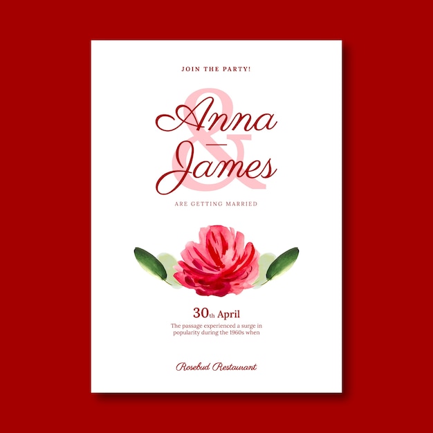 Plantilla de póster de celebración de boda floral