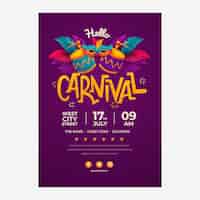 Vector gratuito plantilla de póster de celebración de carnaval degradado