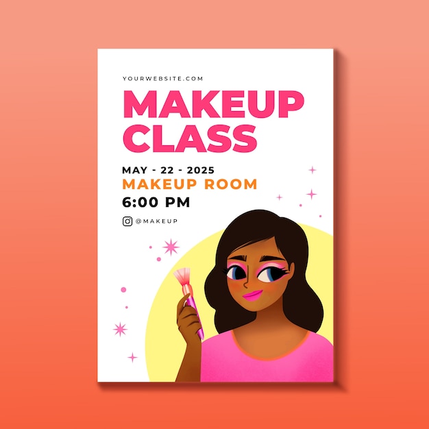 Plantilla de póster de clase de maquillaje de acuarela