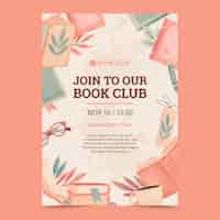 Vector gratuito plantilla de póster de club de lectura de literatura