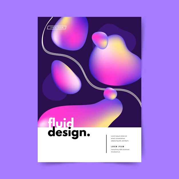 Plantilla de póster colorido efecto fluido
