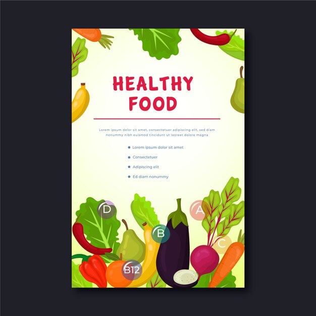 Plantilla de póster de comida saludable