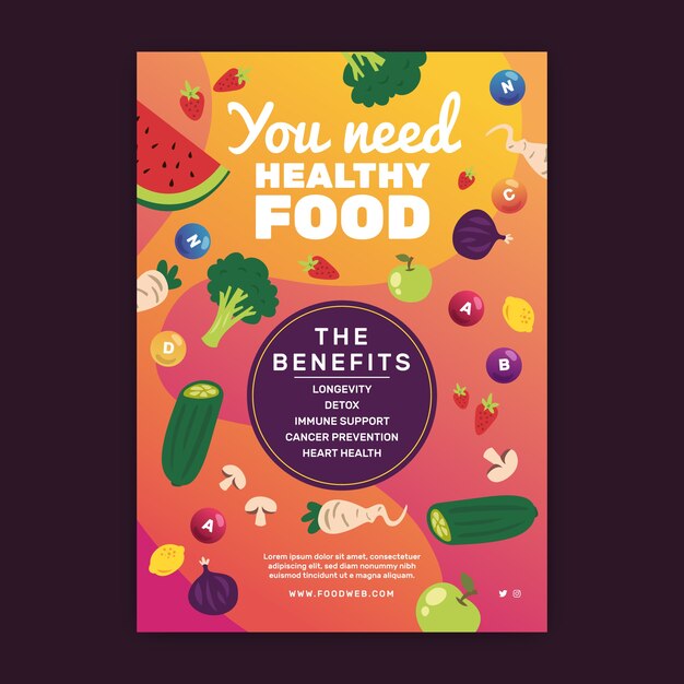 Plantilla de póster de comida saludable
