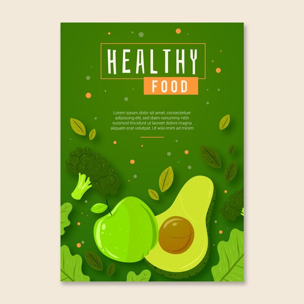 Plantilla de póster de comida saludable