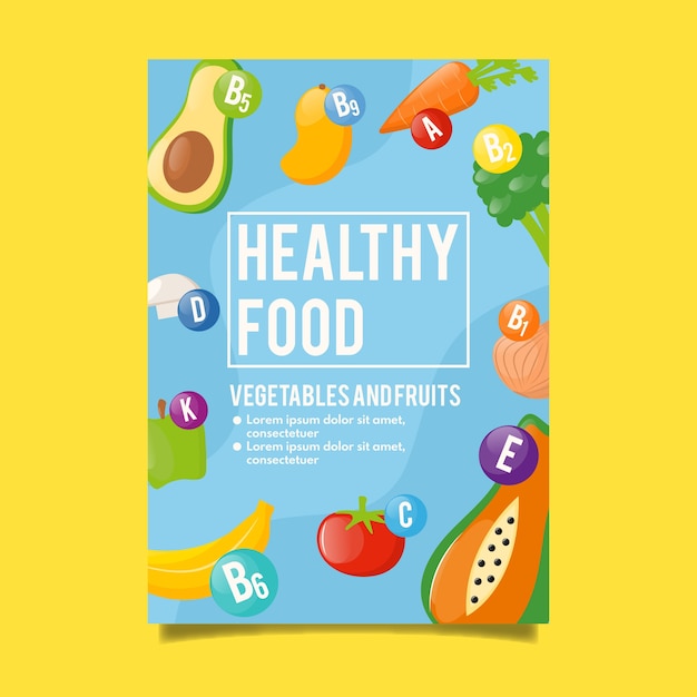 Plantilla de póster de comida saludable