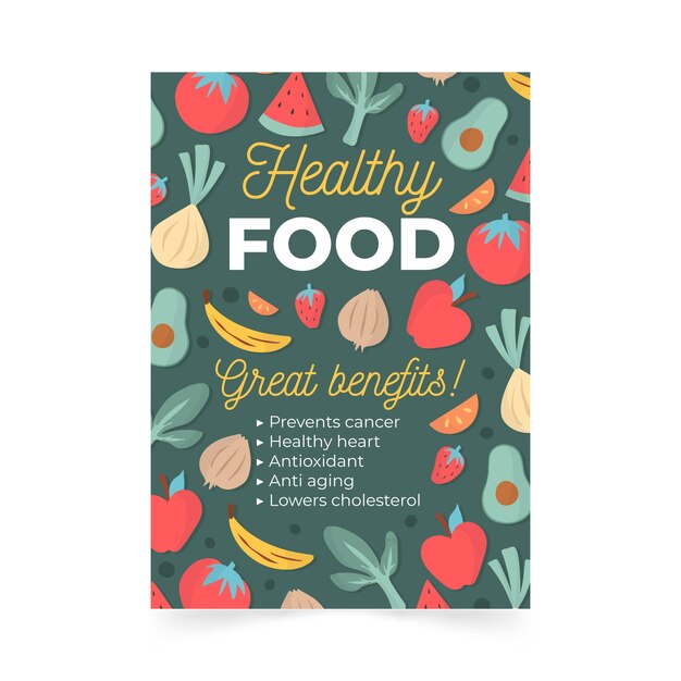 Plantilla de póster de comida saludable