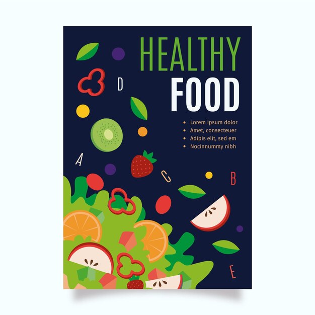 Plantilla de póster de comida saludable