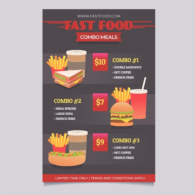 Plantilla de póster de comidas combinadas
