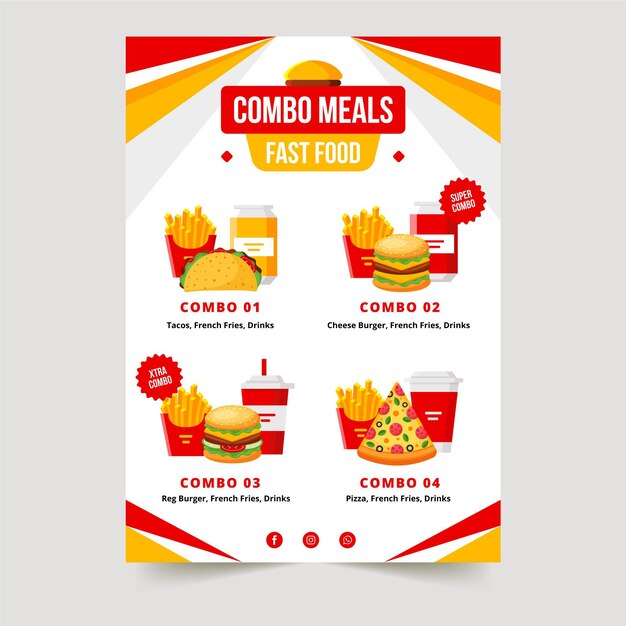 Plantilla de póster de comidas combinadas