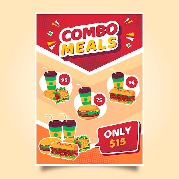 Plantilla de póster de comidas combinadas