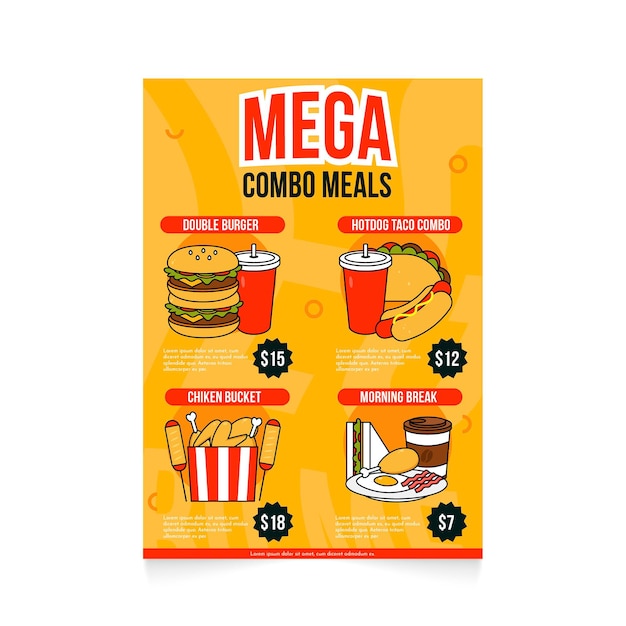 Plantilla de póster para comidas combinadas