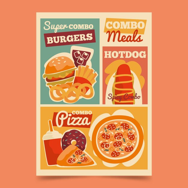 Plantilla de póster de comidas combinadas