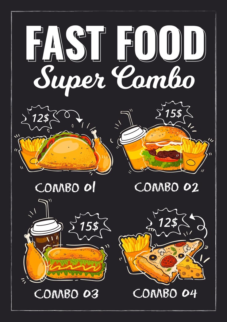 Vector gratuito plantilla de póster de comidas combinadas