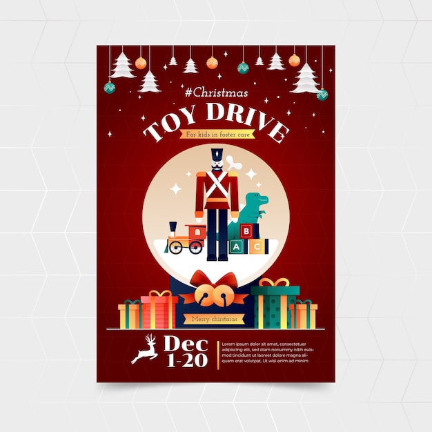 Plantilla de póster de conducción de juguetes de navidad degradado