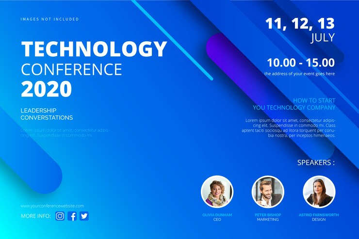 Vector gratuito plantilla de póster de conferencia de tecnología