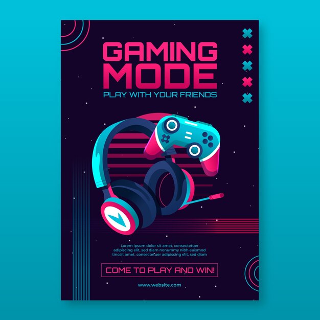 Plantilla de póster de configuración de juego degradado