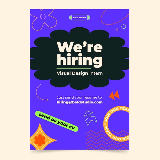 Plantilla de póster de contratación de diseño plano