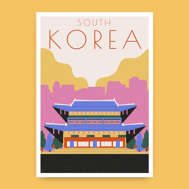 Plantilla de póster de corea del sur dibujado a mano