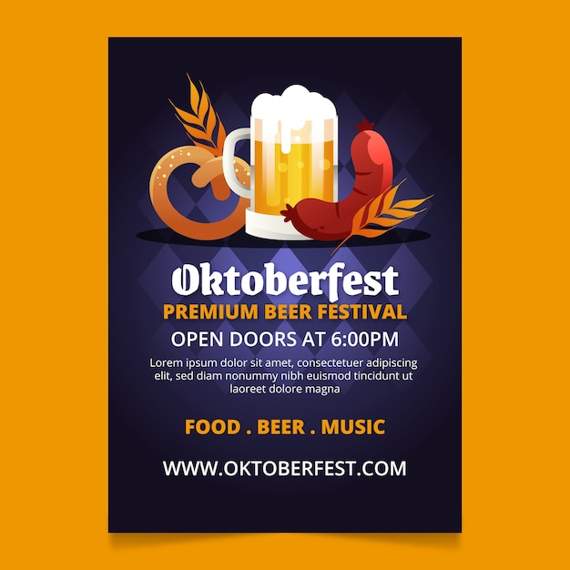 Vector gratuito plantilla de póster degradado para la celebración del oktoberfest