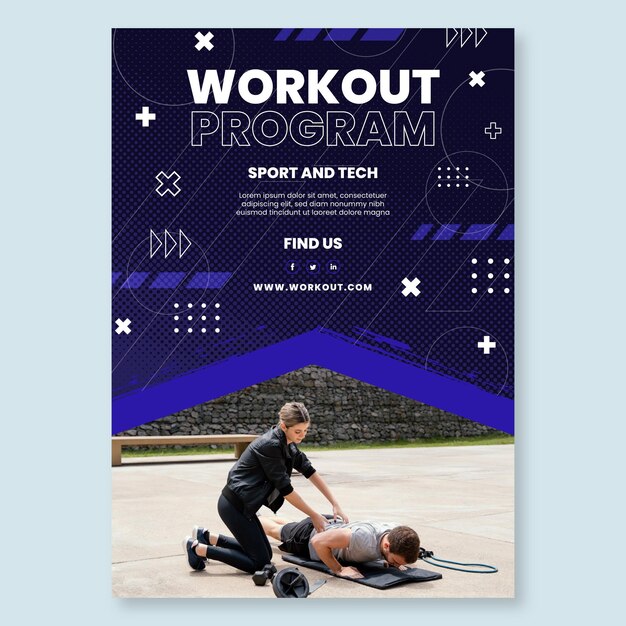 Plantilla de póster de deporte y tecnología