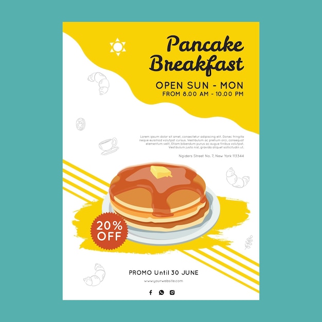 Vector gratuito plantilla de póster de desayuno