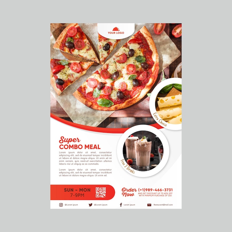 Vector gratuito plantilla de póster de descuento de comidas combinadas