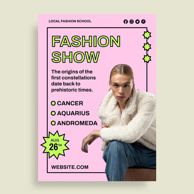 Plantilla de póster de desfile de moda