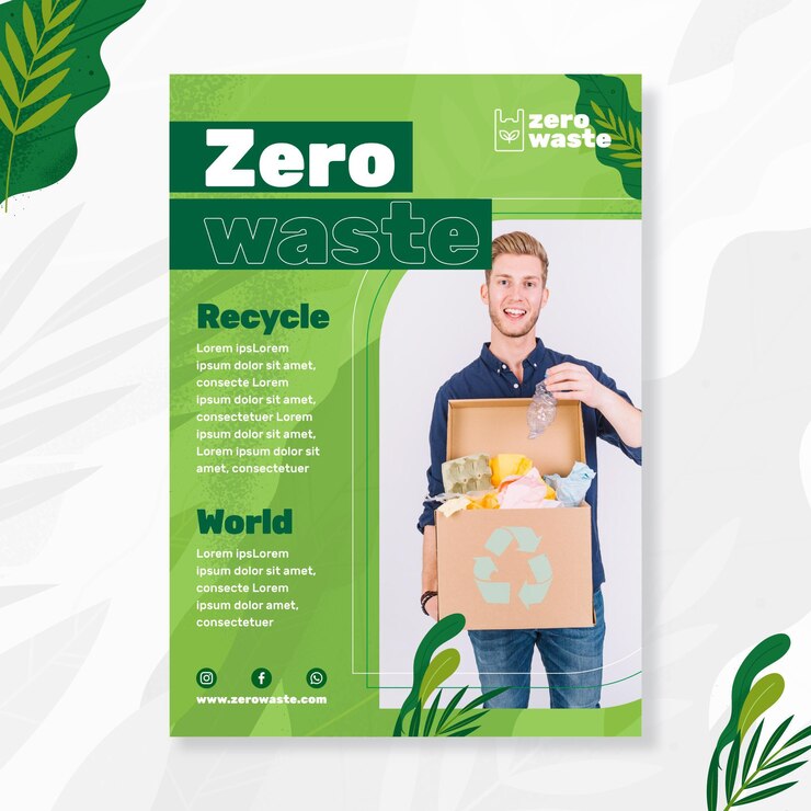 Vector gratuito plantilla de póster de desperdicio cero